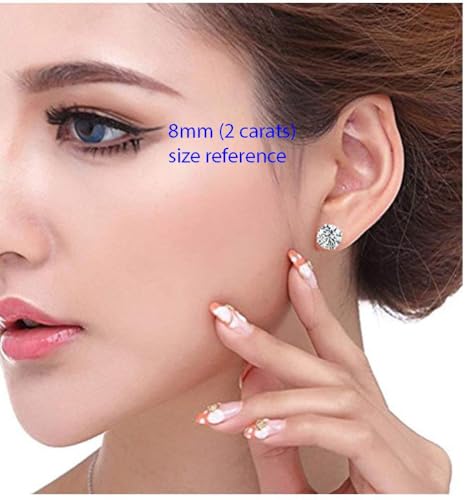 Forever Love 1 Pair Adabele Real 925 Sterling Silver Hypoallergenic April Birthstone Round Cut Stud Earrings 8mm CZ Created Diamond Stone Solitaire Studs Anniversary Birthday Gift SSE63 - Image 5