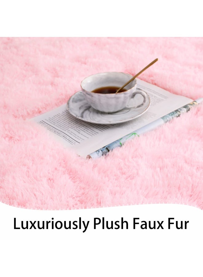 Keeko Premium Fluffy Pink Area Rug Cute Furry Carpet Ultra Soft Rug Faux Fur Carpets High Pile Indoor Fuzzy Modern Rugs For Bedroom Girls Kids Living Room Home 4X5.3 Feet - Image 5