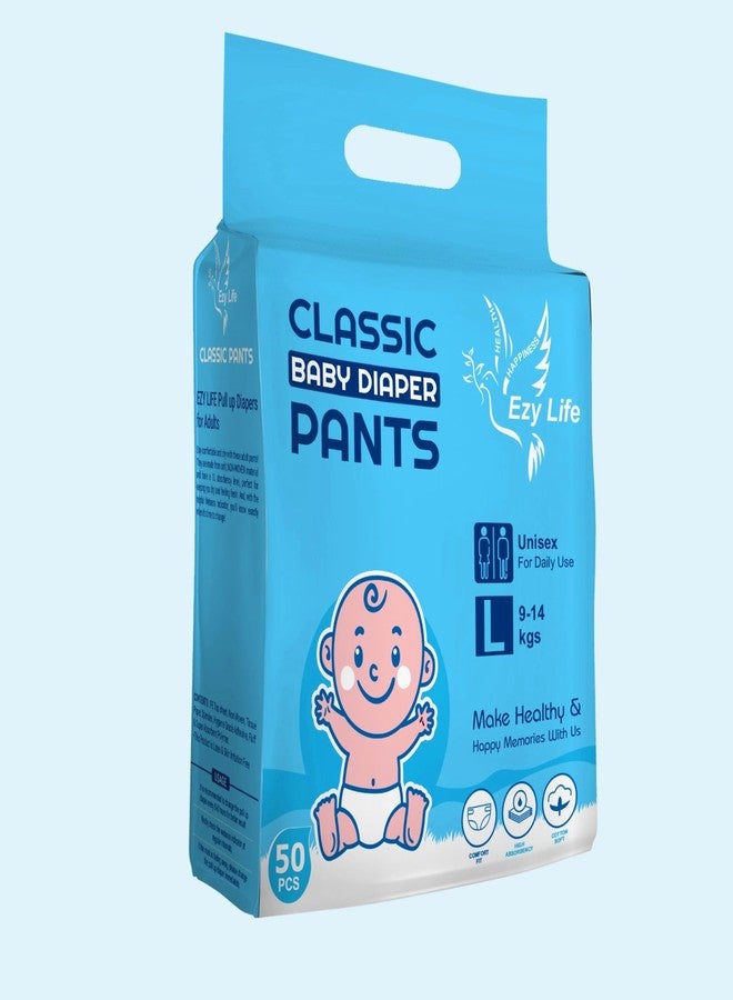 Pant Style Baby Diapers, Large (L), 50 Count, For babies of Upto 9-14Kg with Aloe Vera Lotion for rash protection, with upto 12hr protection, Diapers