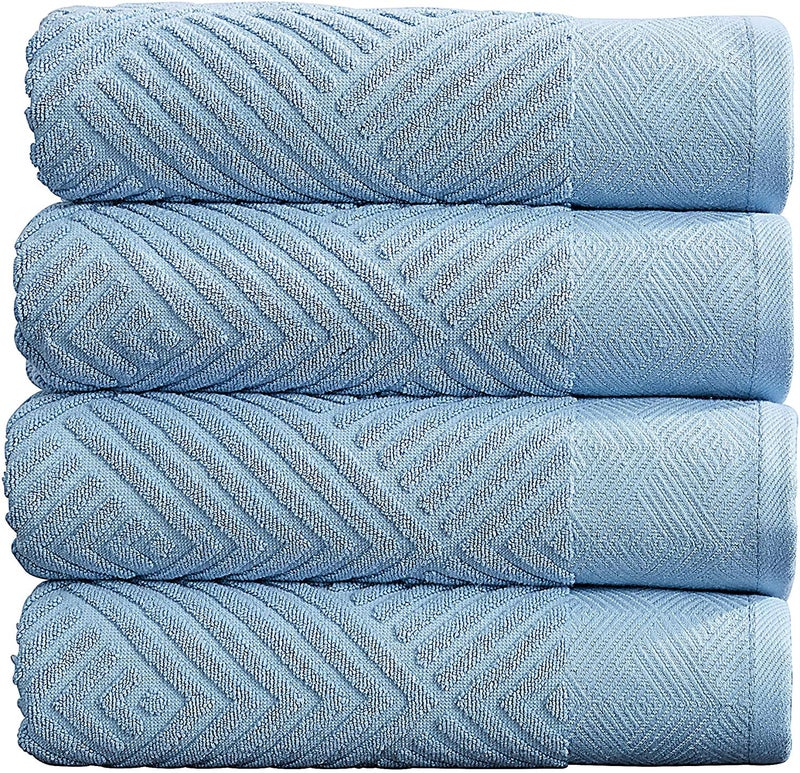 100 Cotton Soft Bath Towels Set  Quick Dry and Highly Absorbent Textured Bath Towels 27 x 54 4 Pack