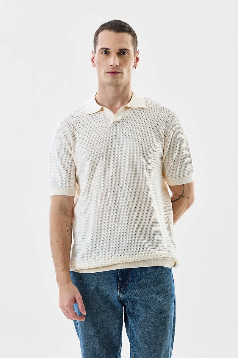 SNITCH Regular Fit 100% Cotton Knitted Polo T-Shirt