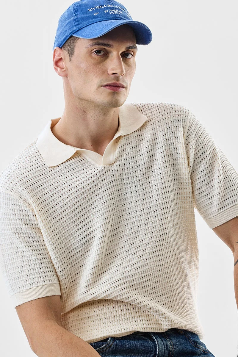 SNITCH Regular Fit 100% Cotton Knitted Polo T-Shirt