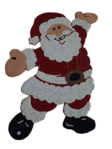 FLIHAUT FliHaut Handcrafted Beautiful Beaded PlacematTablemat 12 16 Inch Smiling Santa Claus - Image 1