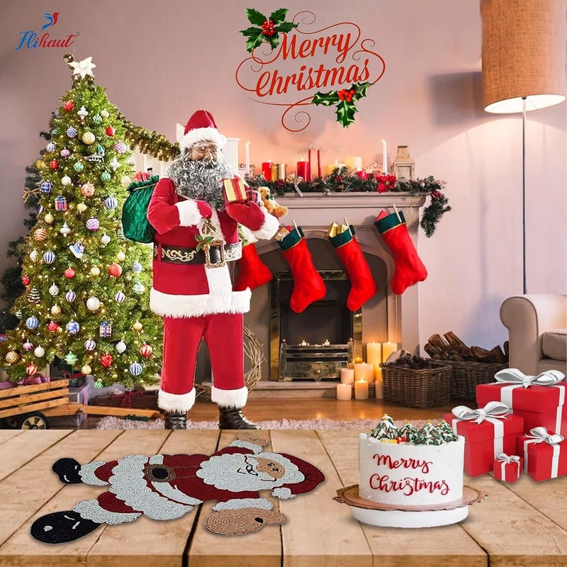 FLIHAUT FliHaut Handcrafted Beautiful Beaded PlacematTablemat 12 16 Inch Smiling Santa Claus - Image 5