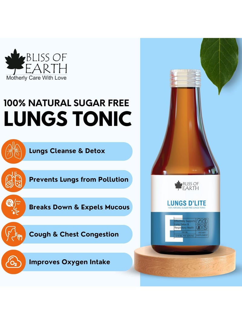 BLISS OF EARTH Lungs Detox Natural Sugar Free Lungs Supplement For Tar & Pollution Detox Healthy Lungs Cleanse & Detox Syrup 200ml Pack of 2  - Image 5
