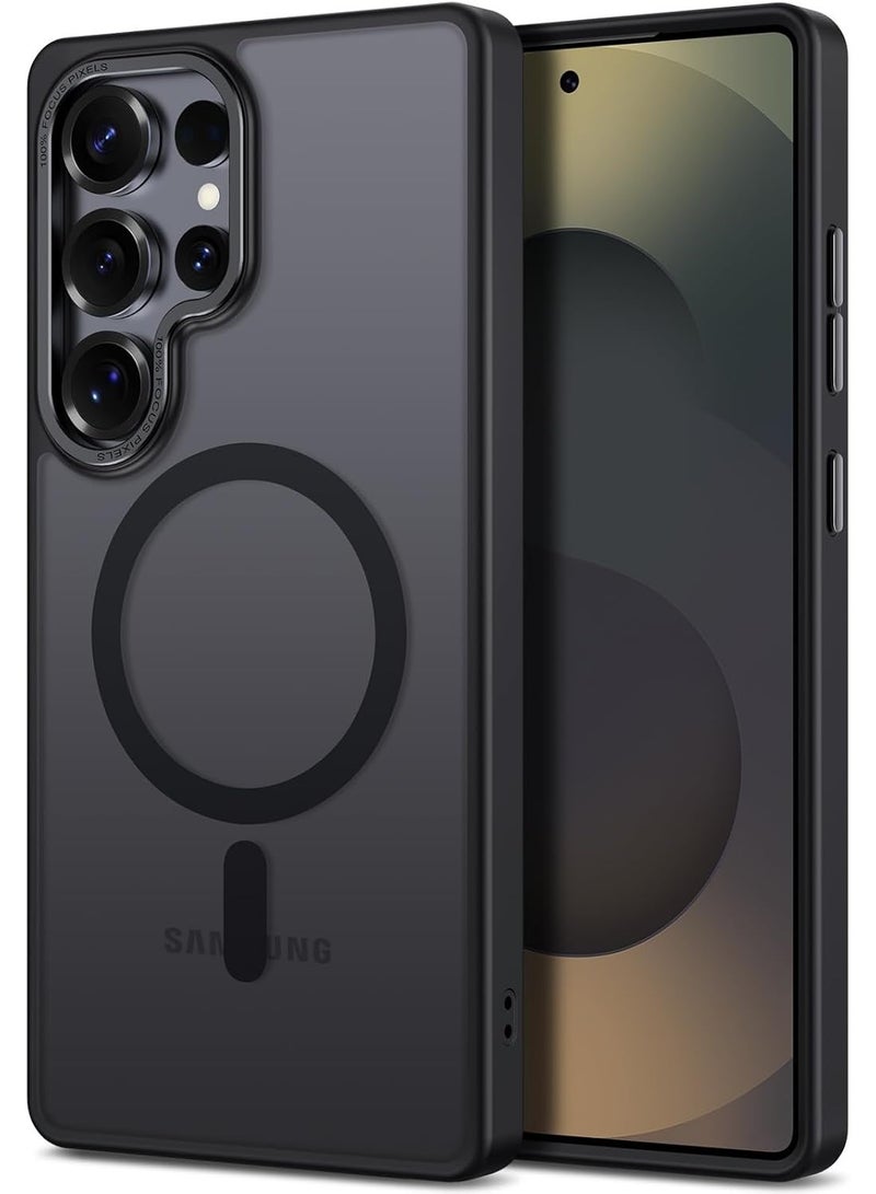 غلاف لـ Samsung S25 Ultra، متوافق مع MagSafe، غلق مقاوم للصدمات بخلفية معتم شفافة، غلاف حماية كامل رفيع لـ Galaxy S25 Ultra 5G (أسود) - Image 1