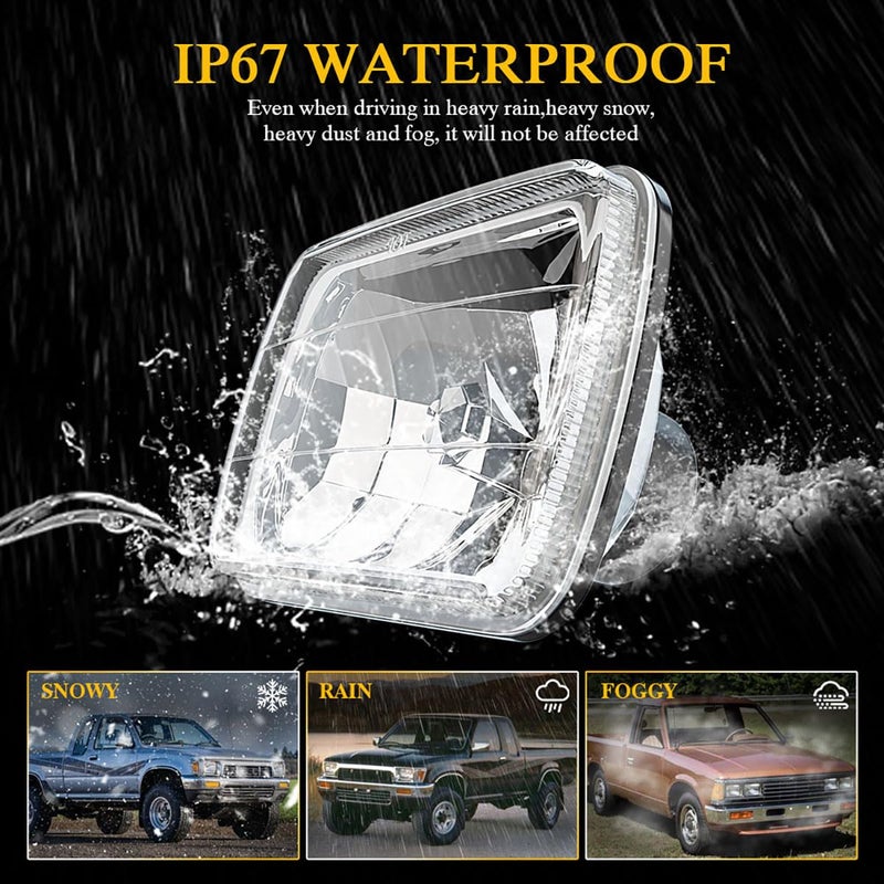 UCYAR H6054 5x7 7x6 Led Headlights for Off-road, 6000K White High Brightness Headlamp, DOT Approved High Low Sealed Beam, 9003/H4 Light Bulbs with H6054 Glass LED Headlight Housing - Image 3
