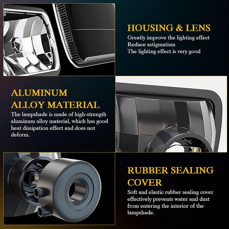 UCYAR H6054 5x7 7x6 Led Headlights for Off-road, 6000K White High Brightness Headlamp, DOT Approved High Low Sealed Beam, 9003/H4 Light Bulbs with H6054 Glass LED Headlight Housing - Image 5