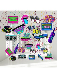 Chinco 48 Pieces 90S Theme Party Decorations Kit 90S Retro Party Hanging Swirls Colorful 1990 Hip Hop Throwback Birthday Party Ceiling Streamers Ceiling Decor For 1990S Hip Hop Disco Rock And Roll Party  - Image 2