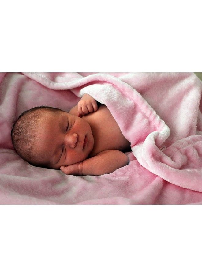 AMICA Luxuriously Soft Baby Blanketplayful Pink30" X 40"Super Soft Baby Blankets For Girls And Boys (Pink Faux Mink Lightweight)  - Image 1