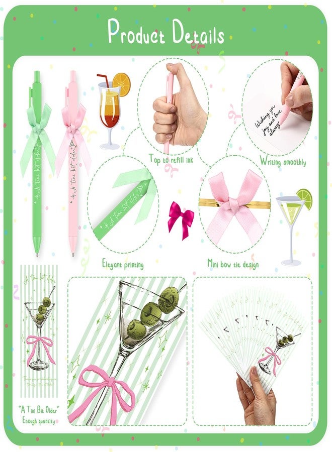 Sinload 30 Sets A Tini Bit Older Party Favors Bulk Ballpoint Pens Bookmarks and Bow ties Martini Margarita 21st Birthday Cocktail Fiesta Bachelorette Party Gifts for Guests - Image 3