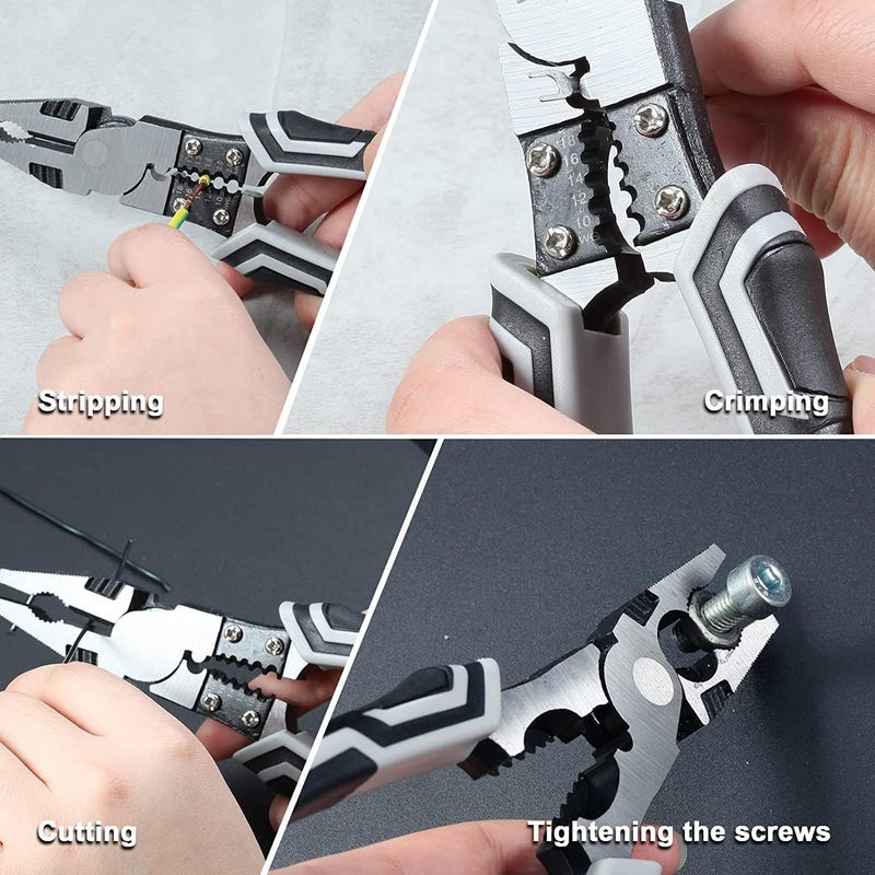 SHOPECOM SHOPECOM Multifunctional Stainless Steel Wire Puller Plier Cable Looping Splitting Cutting Pliers MultiPurpose Electrical Stripping Tool Wire Stripper Crimping Tool for Electrician  - Image 3