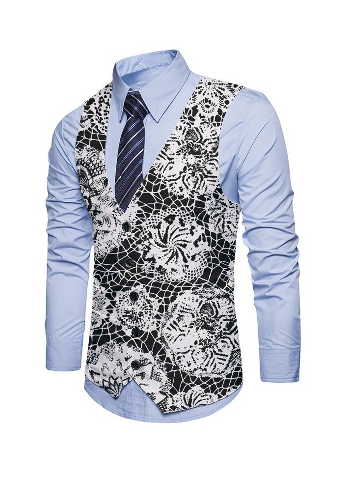 KUYING New Fashionable Personalized Printed Men's Suit Vest  - Image 1