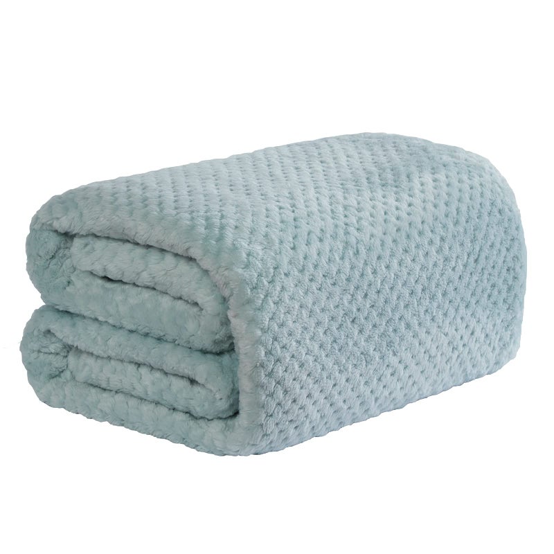 Dreamscene Fluffy Fleece Throw Blanket for Sofa Soft Cosy Warm Honeycomb Waffle Mink Blanket for Bed Lightweight Travel Faux Fur Double Throws Duck Egg Blue  150 x 200cm