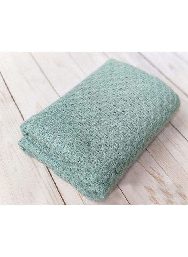 Honra 2Pcs Props for Newborn Photoshoot Mohair Wrap Headband Baby Photo Posing Photography Knit Textured Stretchy (Wrap only, Green) - Image 3