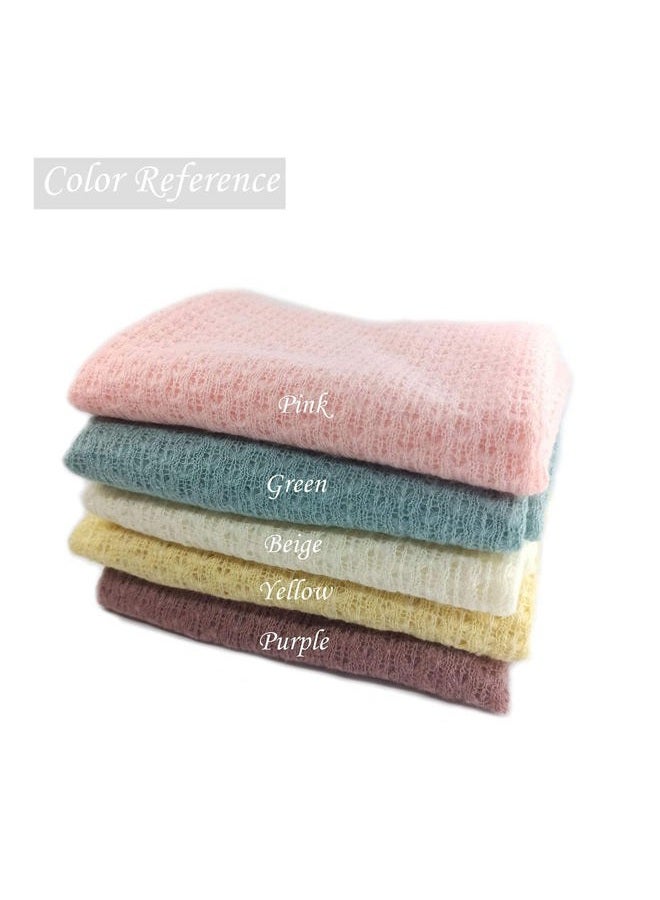 Honra 2Pcs Props for Newborn Photoshoot Mohair Wrap Headband Baby Photo Posing Photography Knit Textured Stretchy (Wrap only, Green) - Image 5