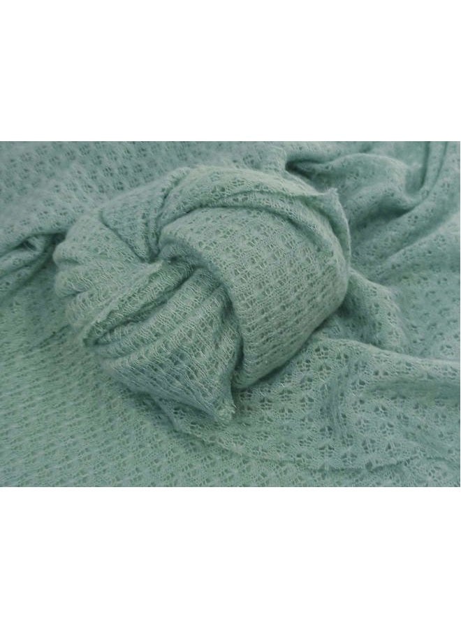 Honra 2Pcs Props for Newborn Photoshoot Mohair Wrap Headband Baby Photo Posing Photography Knit Textured Stretchy (Wrap only, Green) - Image 2