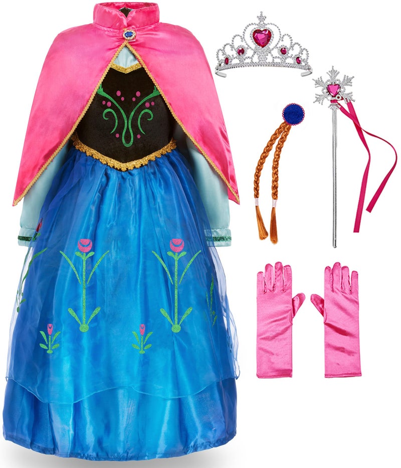 Funna Princess Costume for Toddler Girls Fancy Dress Party with Accessories Blue 7 Years140 - Image 3