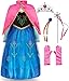 Funna Princess Costume for Toddler Girls Fancy Dress Party with Accessories Blue 7 Years140 - Image 2