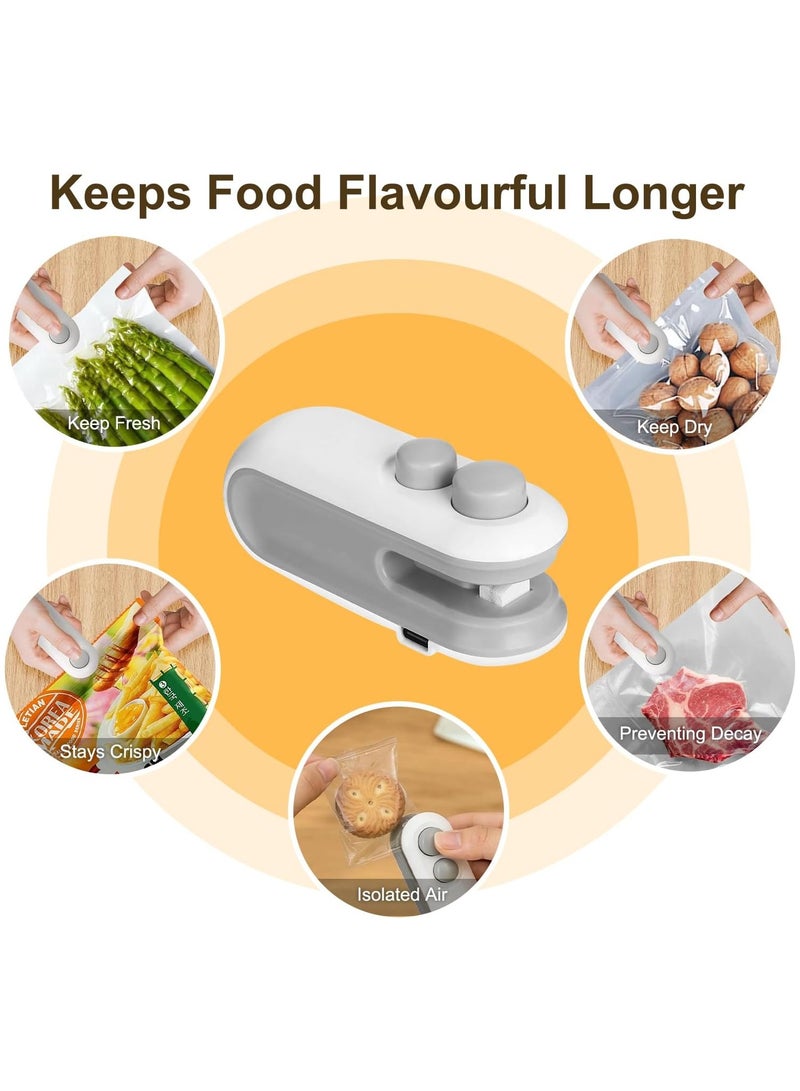 2 حزمة صغيرة حقيبة السدادة، 2 في 1 USB رقاقة حقيبة السدادة أداة ختم الحرارة، المحمولة المحمولة فراغ الغذاء السدادة حقيبة آلة ختم للوجبات الخفيفة رقائق أكياس تخزين الوجبات الخفيفة الطازجة - Image 5