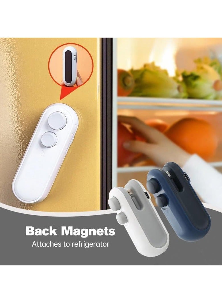 2 حزمة صغيرة حقيبة السدادة، 2 في 1 USB رقاقة حقيبة السدادة أداة ختم الحرارة، المحمولة المحمولة فراغ الغذاء السدادة حقيبة آلة ختم للوجبات الخفيفة رقائق أكياس تخزين الوجبات الخفيفة الطازجة - Image 2