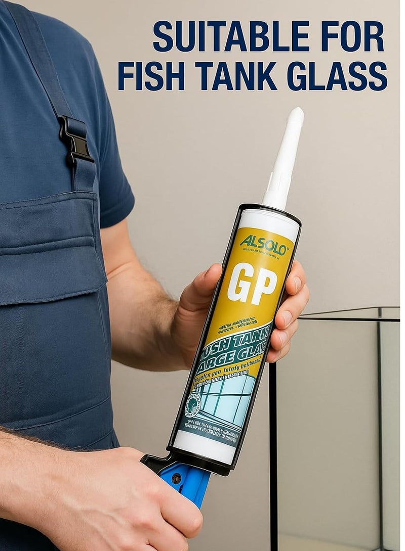 دوشيك ألسولو [عبوة من 3]، مانع تسرب زجاجي احترافي من جي بي، سيليكون عالي القوة لأحواض الأسماك، ألواح زجاجية كبيرة، للاستخدام الداخلي والخارجي (لون شفاف) - Image 2