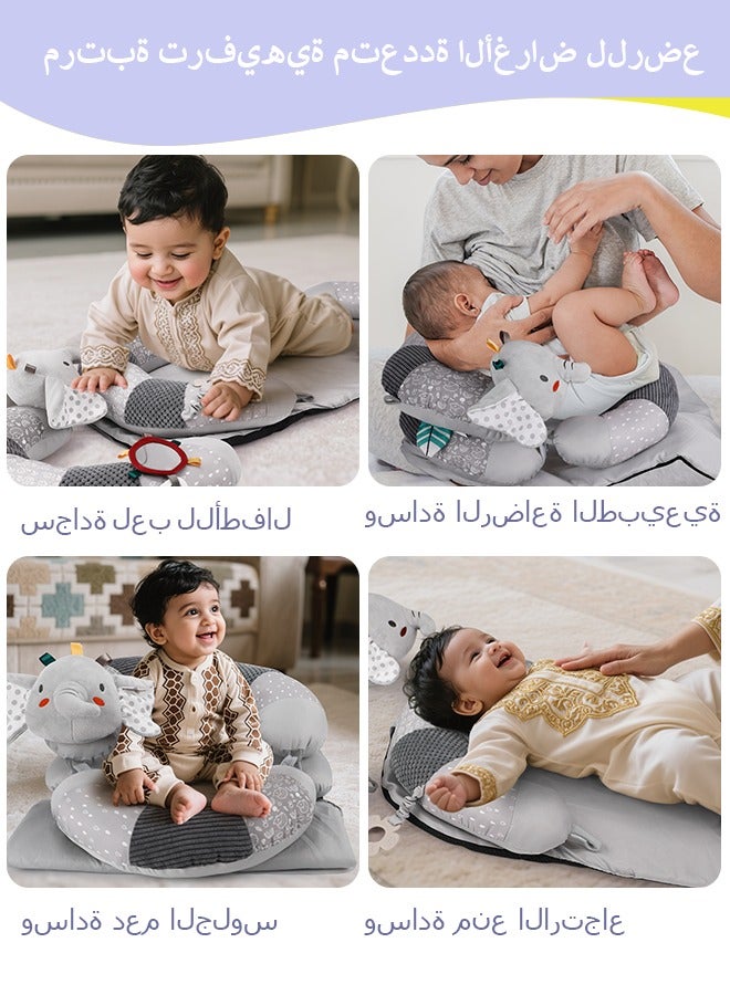 vocheer Baby Play Mat for Infants, Soft Foam Activity Gym with Detachable Tummy Time Pillow, Sit-Me-Up Floor Seat for Newborns & Toddlers, Portable, Reversible, Grey - Image 4