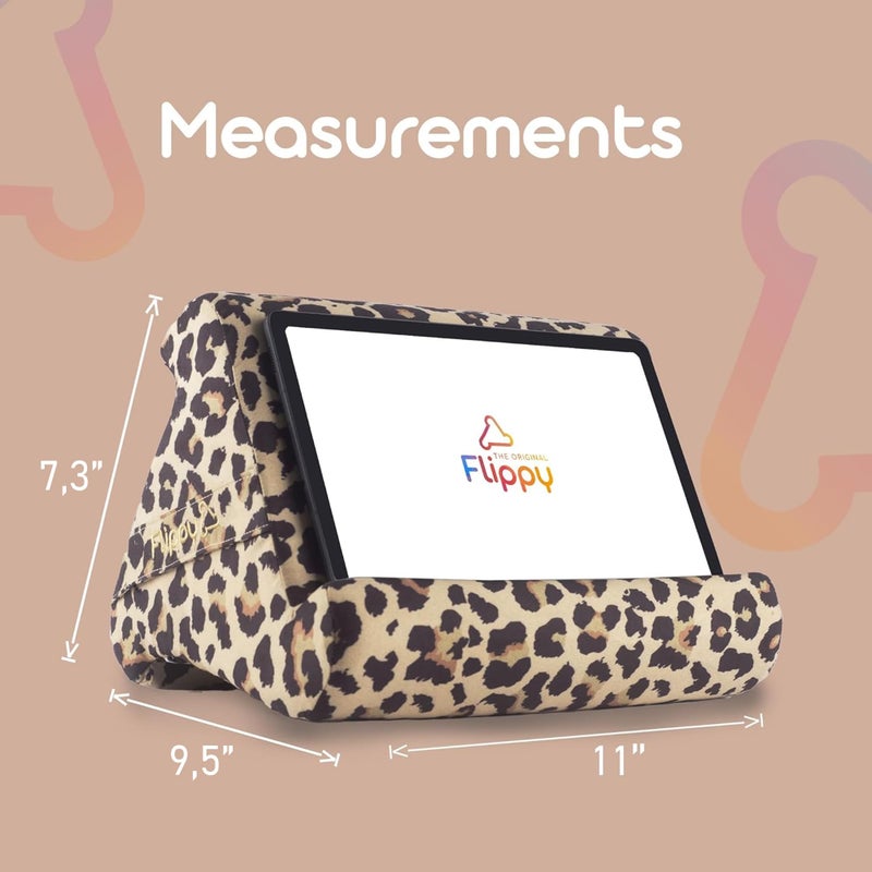 Flippy Original Tablet Pillow Stand & iPad Holder, Gift for Book Lovers & Readers, Multi-Angle Stand with Storage for Lap, Desk & Bed, Compatible with Kindle, Fire, iPad & Samsung, Def Leopard - Image 2