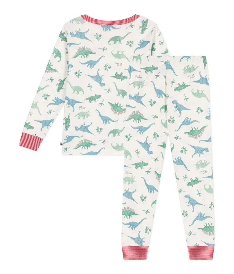 Petit Bateau Children's cotton pyjamas with dinosaur print