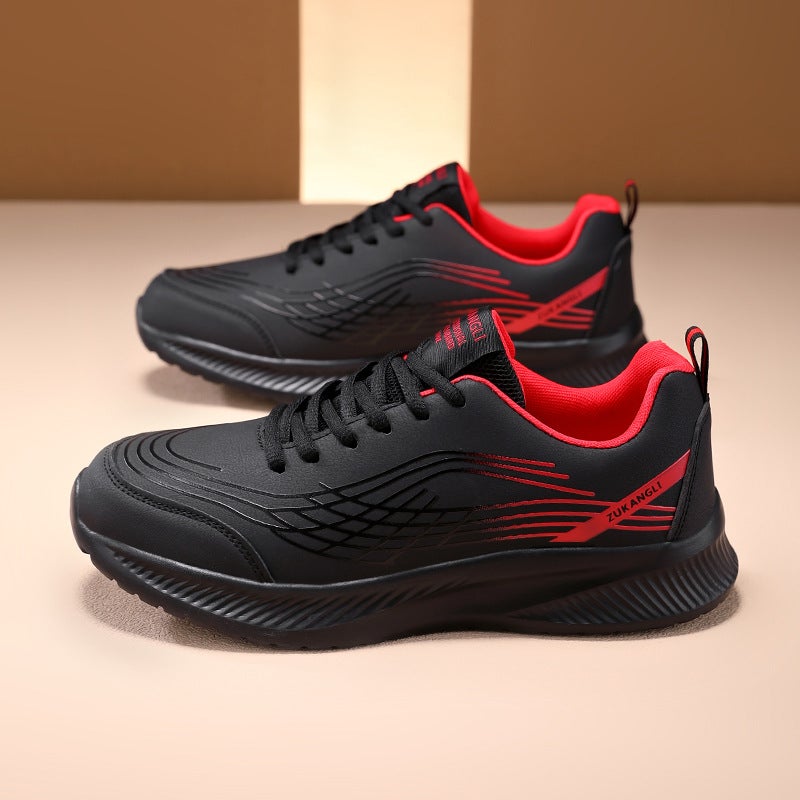 Children'S New Men'S Shoes Autum Leather Waterproof Black Casual Versatile Running Shoes Men'S Shock-Absorbing Lightweight Sports Shoes - Image 1