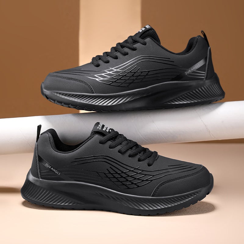 Children'S New Men'S Shoes Autum Leather Waterproof Black Casual Versatile Running Shoes Men'S Shock-Absorbing Lightweight Sports Shoes - Image 3