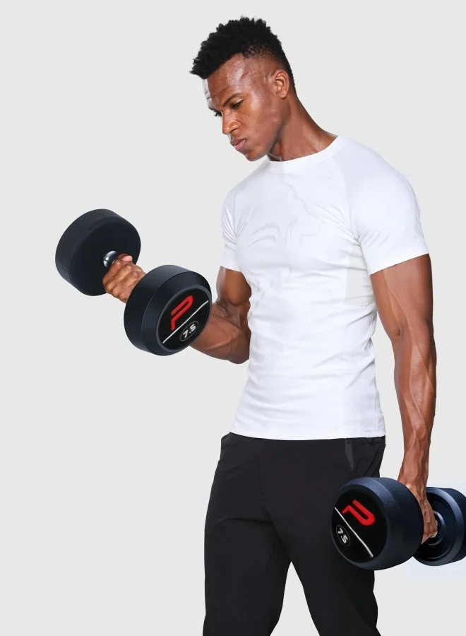 Musclemind Compression Half Sleeve T-Shirt with Muscle Support, Breathable Mesh, Lightweight, Quick Drying, Anti-Static, Anti-Odour, Anti-Microbial And 4-Way Stretchable