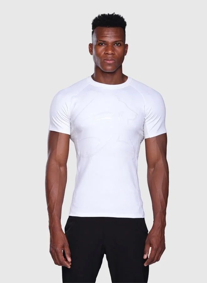 Musclemind Compression Half Sleeve T-Shirt with Muscle Support, Breathable Mesh, Lightweight, Quick Drying, Anti-Static, Anti-Odour, Anti-Microbial And 4-Way Stretchable