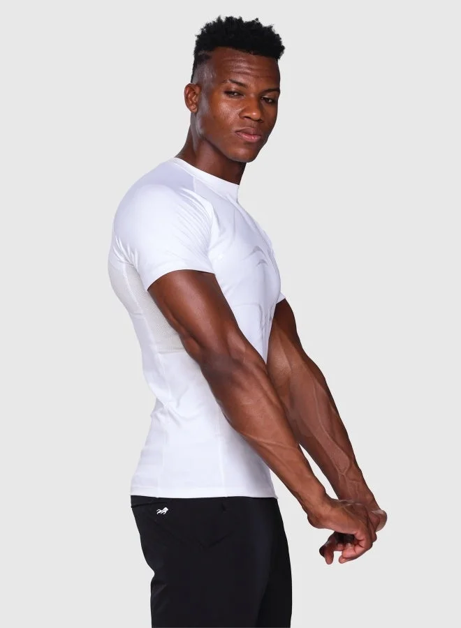 Musclemind White Half Sleeve Compression T-Shirt for Men | Best Price UAE