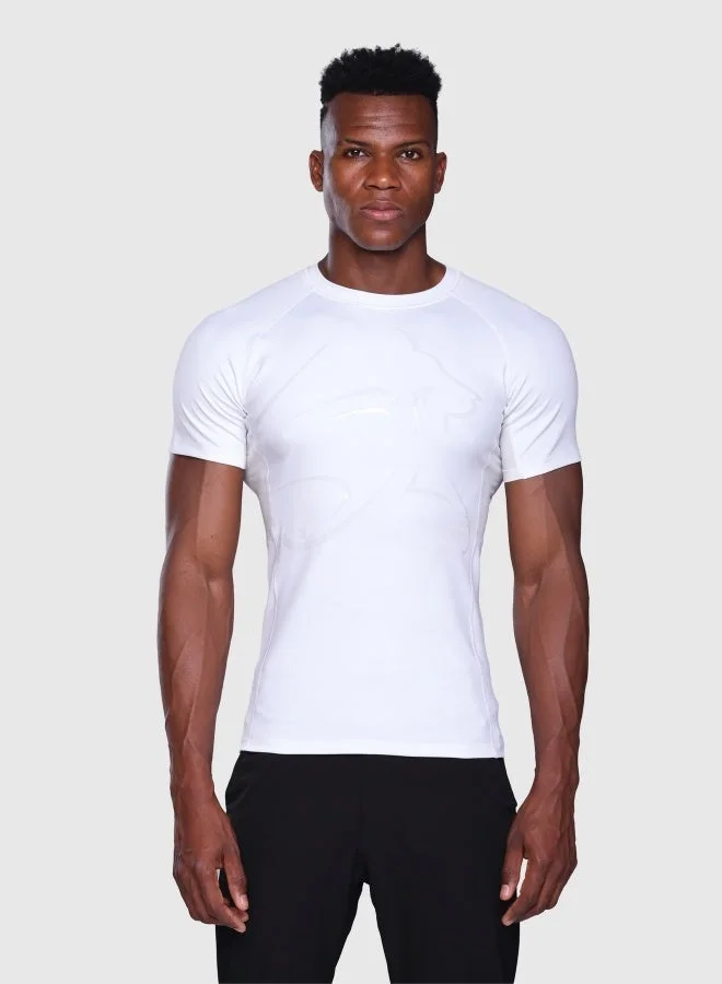 Musclemind Compression Half Sleeve T-Shirt with Muscle Support, Breathable Mesh, Lightweight, Quick Drying, Anti-Static, Anti-Odour, Anti-Microbial And 4-Way Stretchable