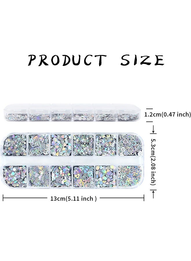 Lemon Holographic Nail Glitter Sequins 3D Laser Sliver Glitters Decor Nail Art Accessories Stars Circle Butterfly Letters Heart Flakes Nail Art Designs Nails Decorations for Women Decorative Nail Art - Image 5