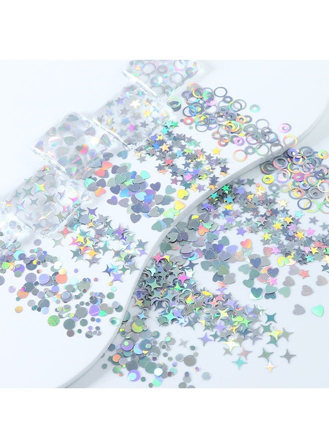 Lemon Holographic Nail Glitter Sequins 3D Laser Sliver Glitters Decor Nail Art Accessories Stars Circle Butterfly Letters Heart Flakes Nail Art Designs Nails Decorations for Women Decorative Nail Art - Image 4