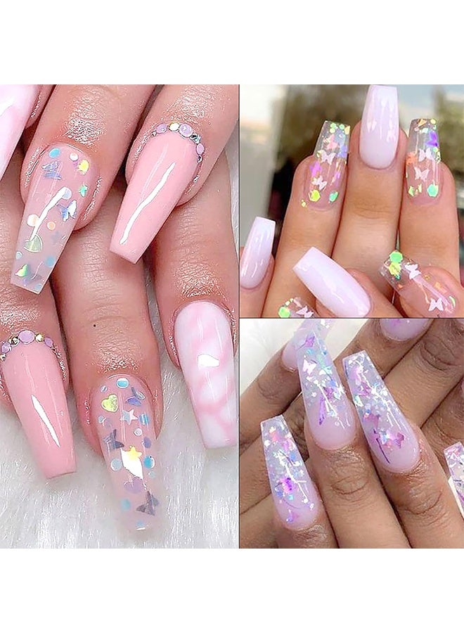 Lemon Holographic Nail Glitter Sequins 3D Laser Sliver Glitters Decor Nail Art Accessories Stars Circle Butterfly Letters Heart Flakes Nail Art Designs Nails Decorations for Women Decorative Nail Art - Image 3