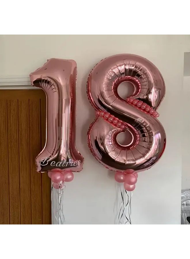 روز جولدن 17 بالون رقم عملاق 17 ديكورات حفلات 2 قطعة - Image 4