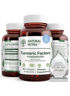 Natural Nutra Turmeric Curcumin with 95% Curcuminoids Extract Supplement with Rosemary for Brain Health, Enhances Memory and Improves Concentration, Improve Digestion, 350 mg, 60 Vegan Tablets  - Image 1