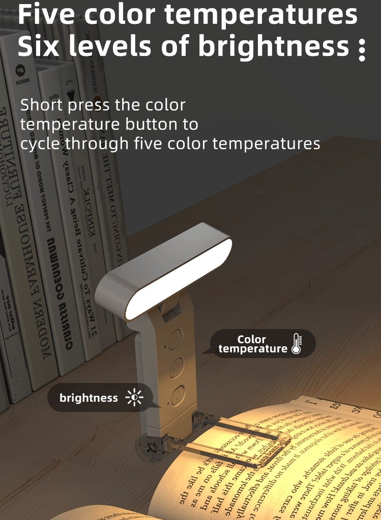 USB clip reading light bookmark light folding clip book light led reading light portable rechargeable book clip light - Image 5