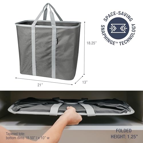 CleverMade Collapsible Laundry Caddy Foldable Laundry Hamper Tote XXL 64L PopUp Laundry Basket with Handles SpaceSaving Laundry Organizer for Home Travel 2 Pack Charcoal Gray - Image 3