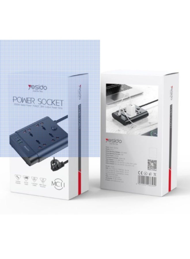 Yesido MC11 2 Meter Long Multi Port Home Using Pull Up Max 2650W Power Track Power Socket Space-Saving Retractable Charging Hub | Model MC11 | By Yesido - Image 5