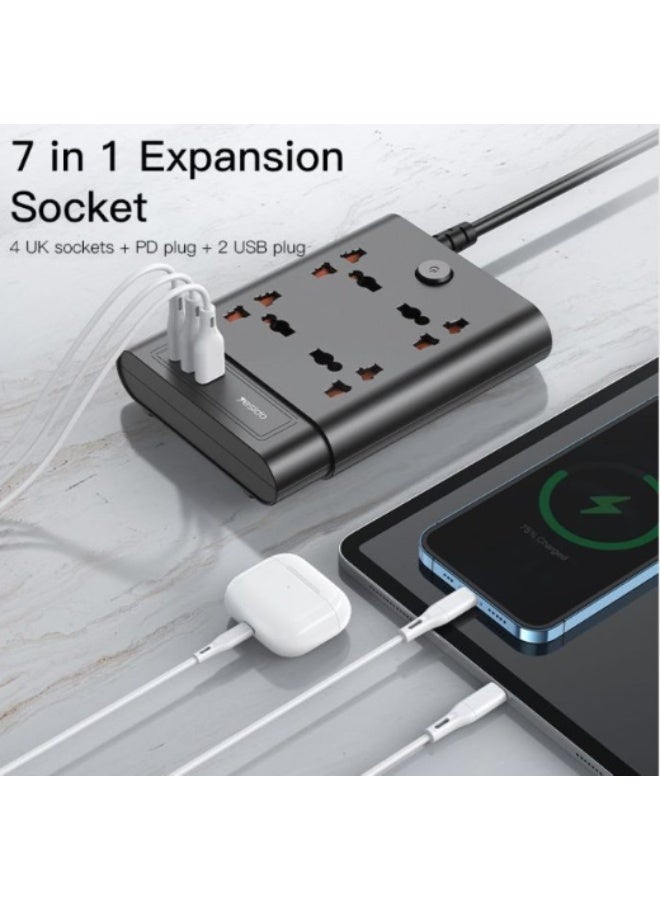 Yesido MC11 2 Meter Long Multi Port Home Using Pull Up Max 2650W Power Track Power Socket Space-Saving Retractable Charging Hub | Model MC11 | By Yesido - Image 3