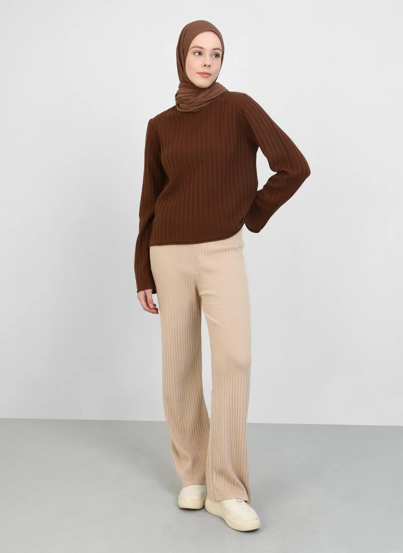 Por La Cara By Modanisa Stone Color - Knit Pants - Por La Cara