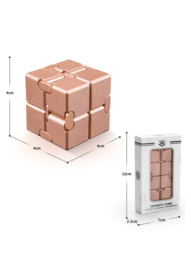 Gold Infinity Rubik's Cube, Children's Stress Relief Toy, Adult Stress Relief Toy, Teenager Stress Relief Toy, Adult Cool Metal Stress Relief Toy (Gold) - Image 1