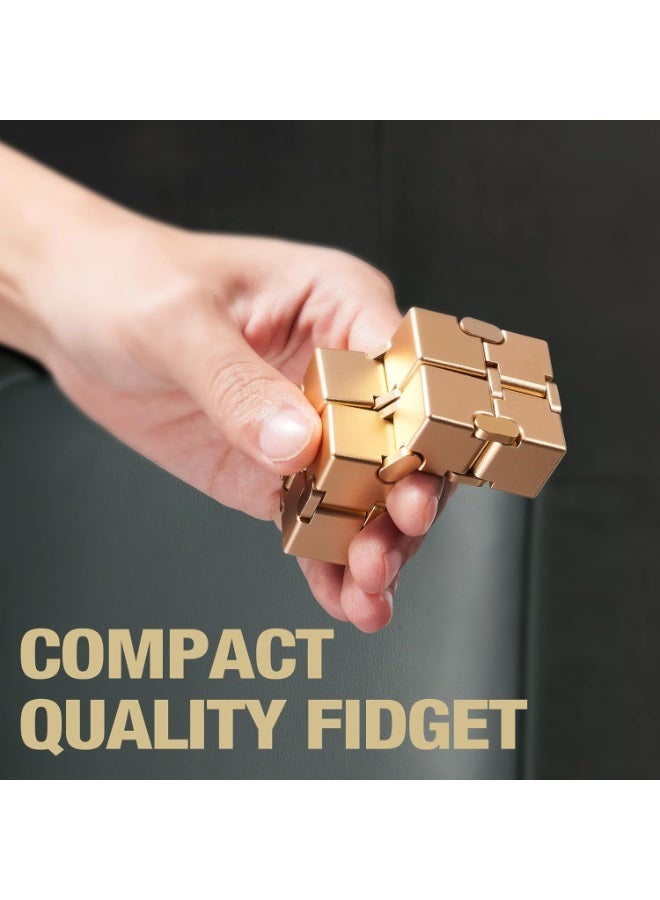 Gold Infinity Rubik's Cube, Children's Stress Relief Toy, Adult Stress Relief Toy, Teenager Stress Relief Toy, Adult Cool Metal Stress Relief Toy (Gold) - Image 3