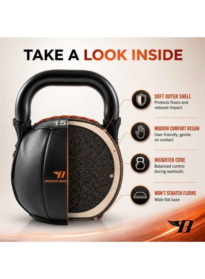 Bionic Body Soft Kettlebell with Handle - 10, 15, 20, 25, 30, 35, 40 lb. for weightlifting, conditioning, strength and core training - Image 3