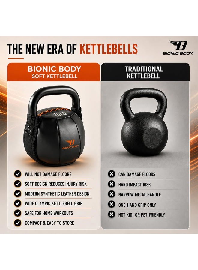 Bionic Body Soft Kettlebell with Handle - 10, 15, 20, 25, 30, 35, 40 lb. for weightlifting, conditioning, strength and core training - Image 5