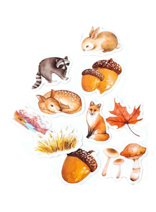 NIBEMINENT 46-Piece Forest Decorative Stickers Brown/Red/Beige - Image 1